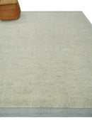 Solid plane Beige Hand Knotted 8.7x9.8 Wool Area Rug by The Rug Decor