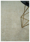 Solid plane Beige Hand Knotted 8.7x9.8 Wool Area Rug by The Rug Decor