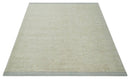 Solid plane Beige Hand Knotted 8.7x9.8 Wool Area Rug by The Rug Decor