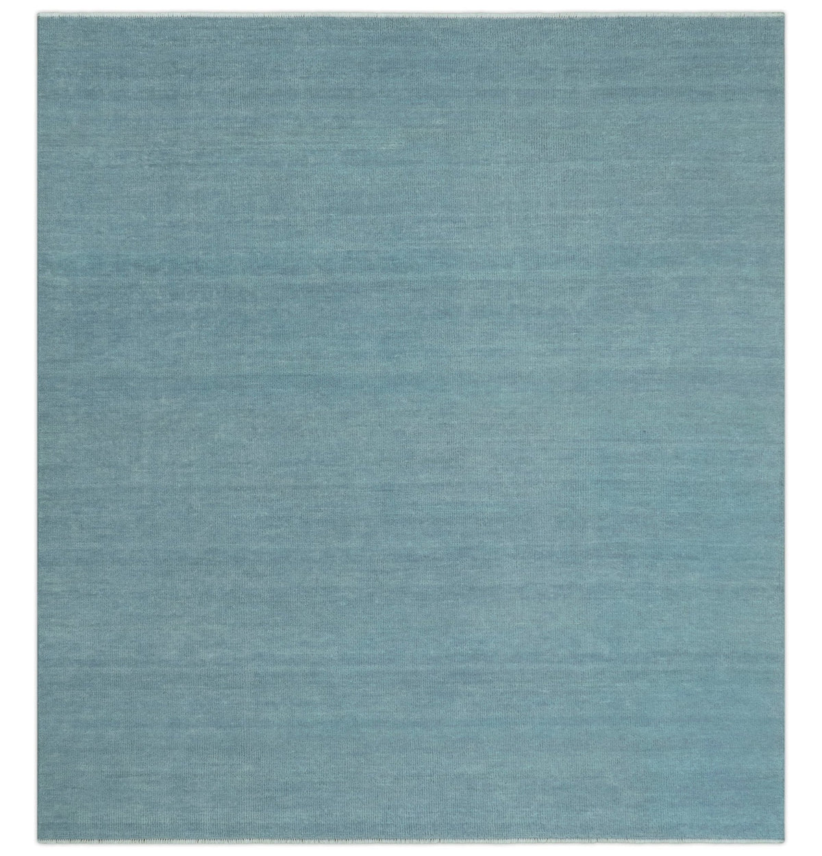 Blue Hand Knotted Wool Area Rug - Modern Minimalist Low Pile, photo 13 of 13
