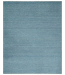 Solid Plane Blue Custom Made Modern Hand knotted wool Area Rug