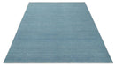Solid Plane Blue Custom Made Modern Hand knotted wool Area Rug