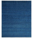 Solid Plane Blue Hand knotted Contemporary Custom Made wool Area Rug