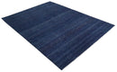 Solid Plane Navy Blue Hand knotted Modern 8x10 wool Area Rug