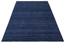 Solid Plane Navy Blue Hand knotted Modern Custom Made wool Area Rug