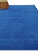 Solid Blue Contemporary Woolen Hand Tufted 8x10 wool area Rug by The Rug Decor