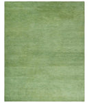 Solid Green Woolen Hand Tufted contemporary 8x10 wool Rug by The Rug Decor