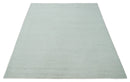 Solid plane Silver Hand Knotted 8x10 Wool Area Rug