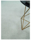 Solid plane Silver Hand Knotted 8x10 Wool Area Rug