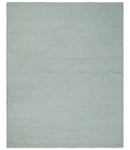 Solid plane Silver Hand Knotted 8x10 Wool Area Rug