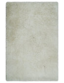 Solid Plush and Soft 3x5, 4x6 and 5x7 Hand Woven Shag Ivory Area Rug | SHAG1
