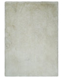 Solid Plush and Soft 3x5, 4x6 and 5x7 Hand Woven Shag Ivory Area Rug | SHAG1