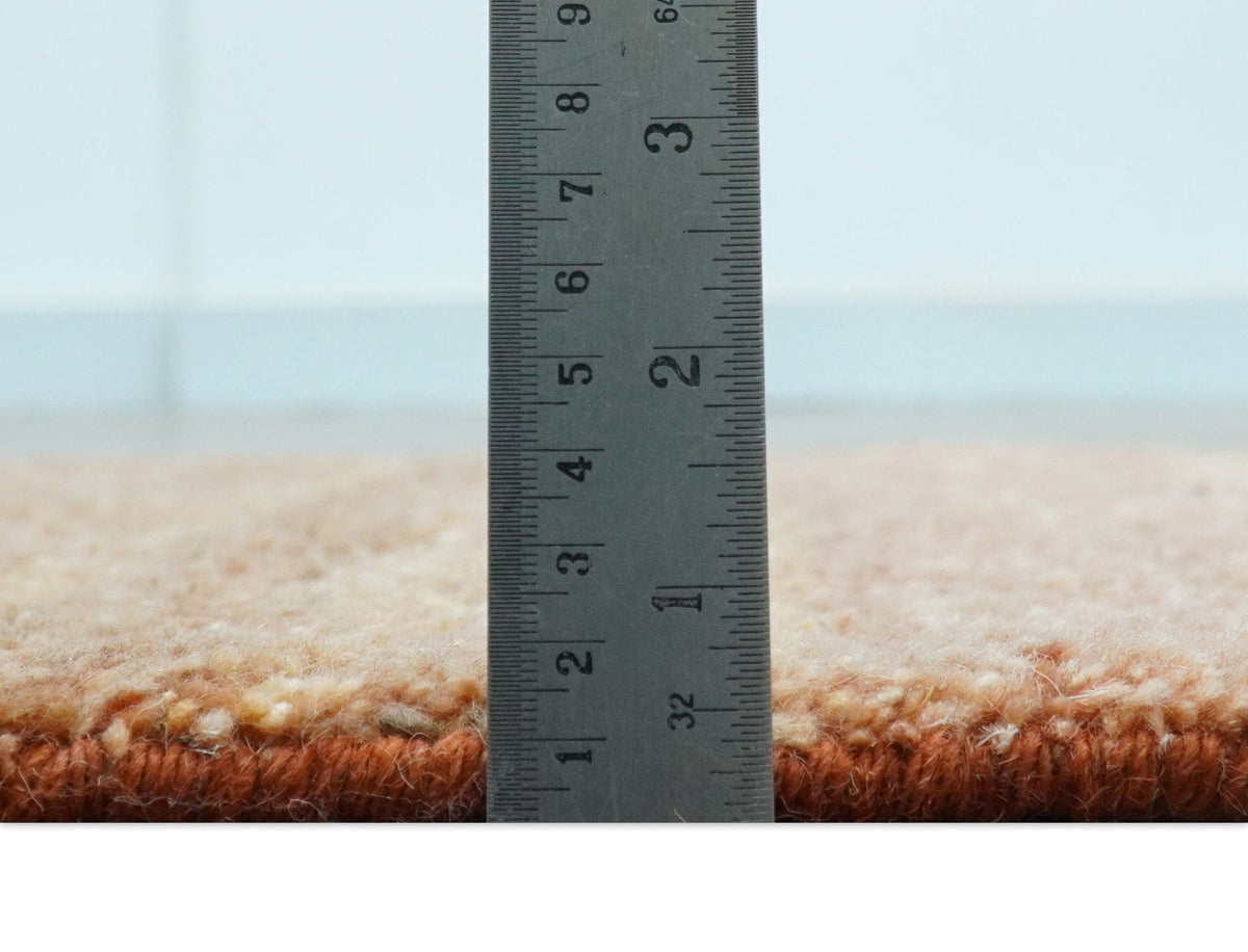 Solid Rust Wool Hand Knotted Area Rug Contemporary Custom Made, photo 3 of 9