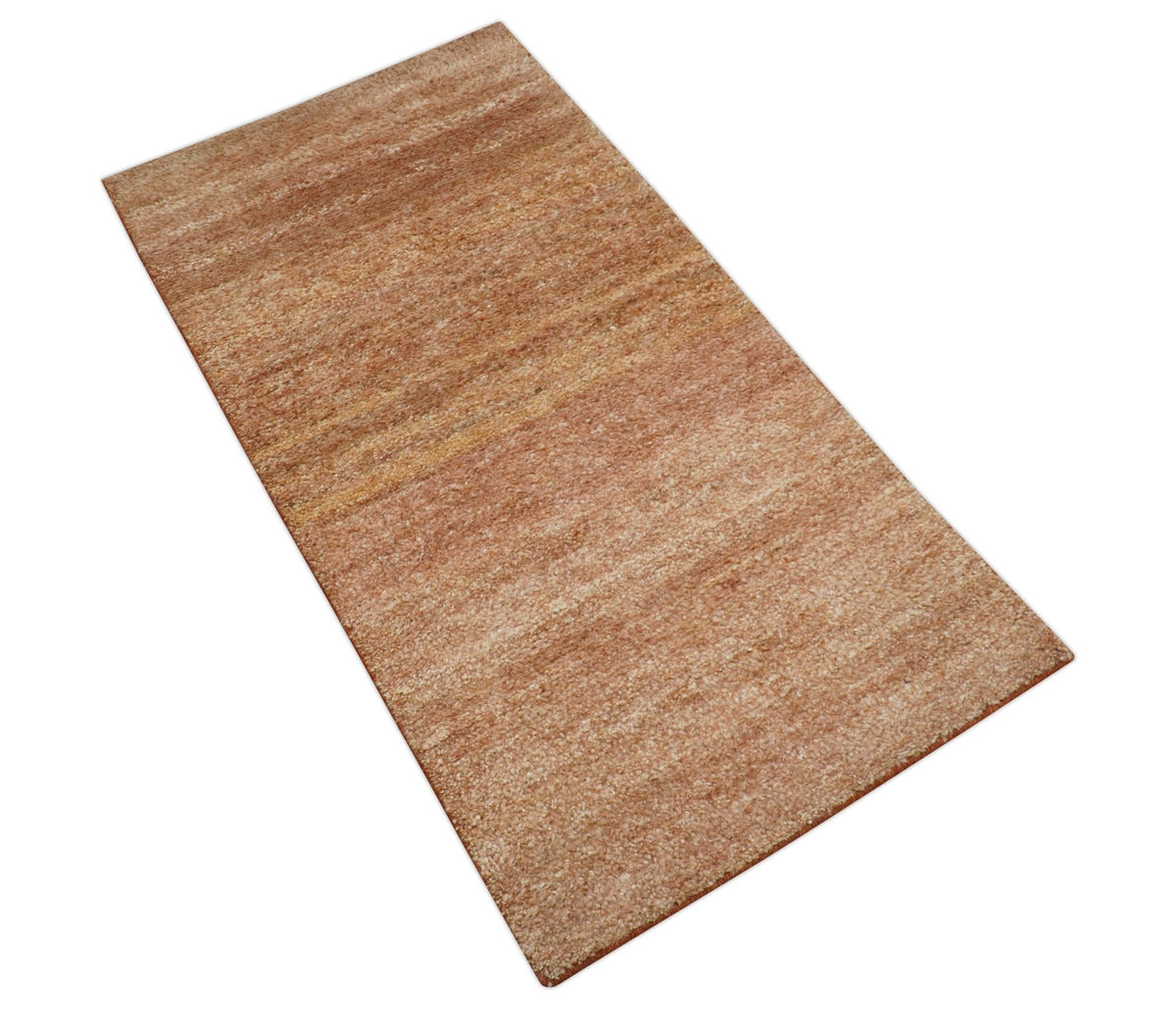 Solid Rust Wool Hand Knotted Area Rug Contemporary Custom Made, photo 4 of 9