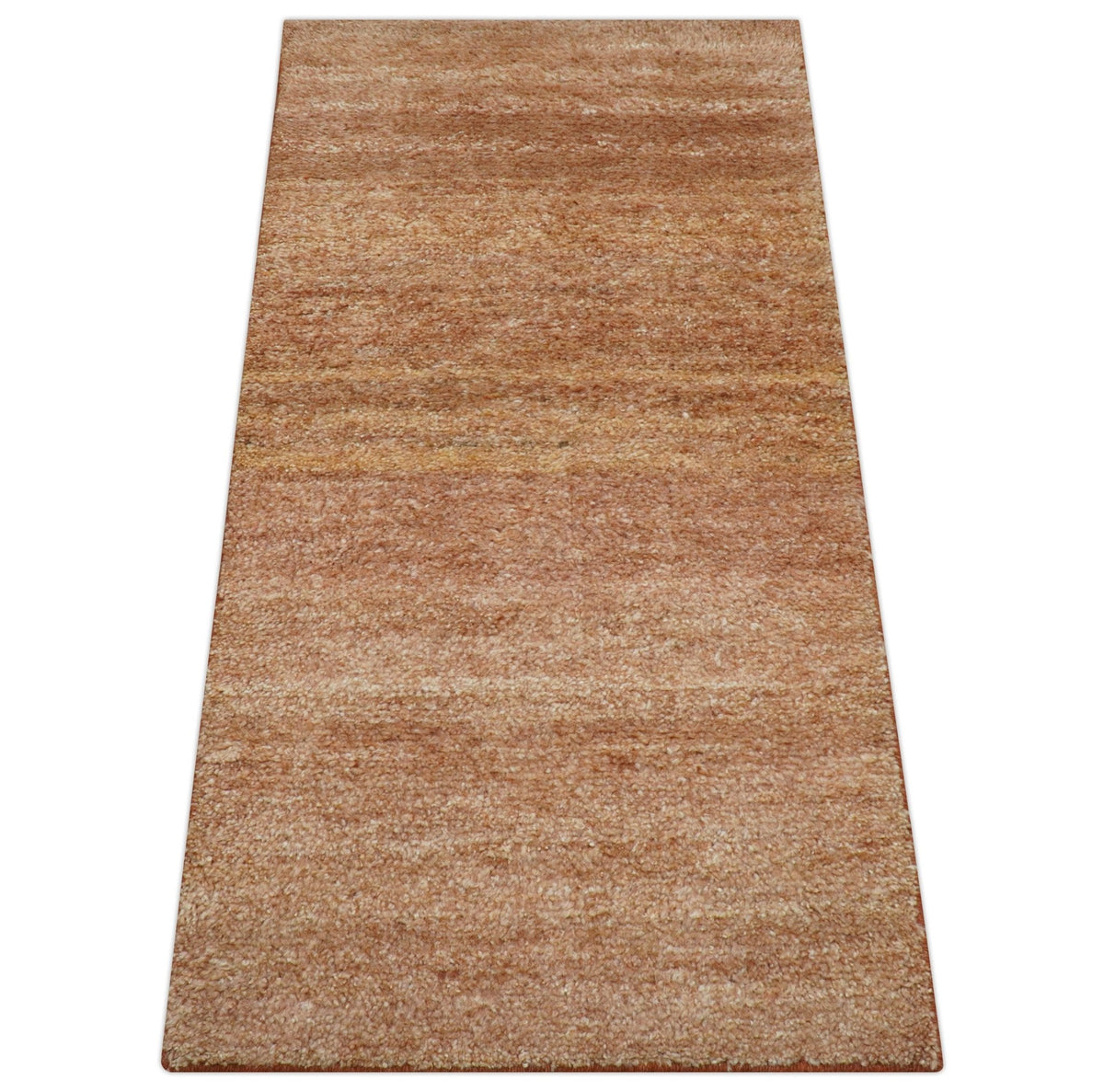 Solid Rust Wool Hand Knotted Area Rug Contemporary Custom Made, photo 5 of 9