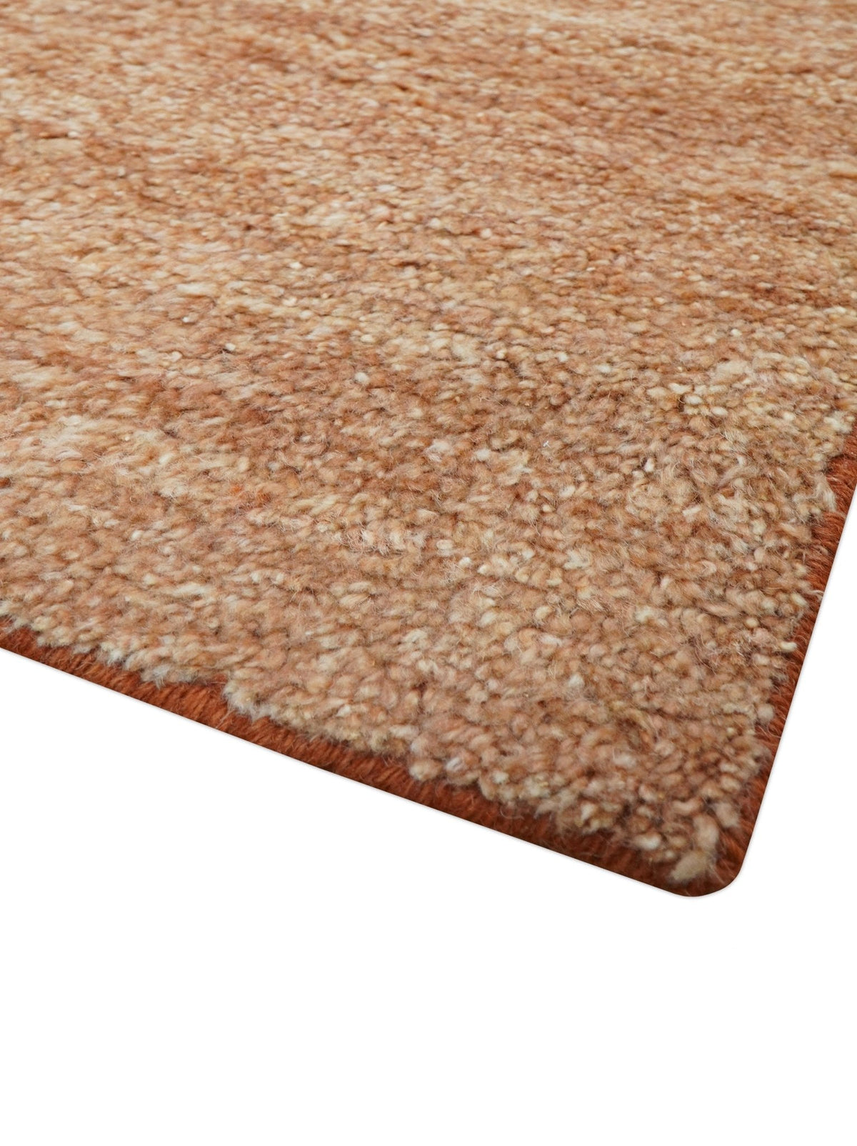 Solid Rust Wool Hand Knotted Area Rug Contemporary Custom Made, photo 9 of 9