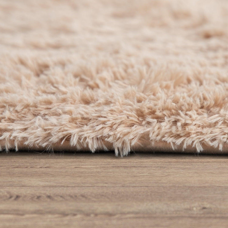 Solid Shag Rug Silky Soft & Fluffy In Beige