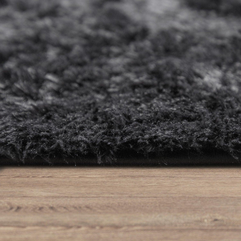Solid Shag Rug Silky Soft & Fluffy In Black