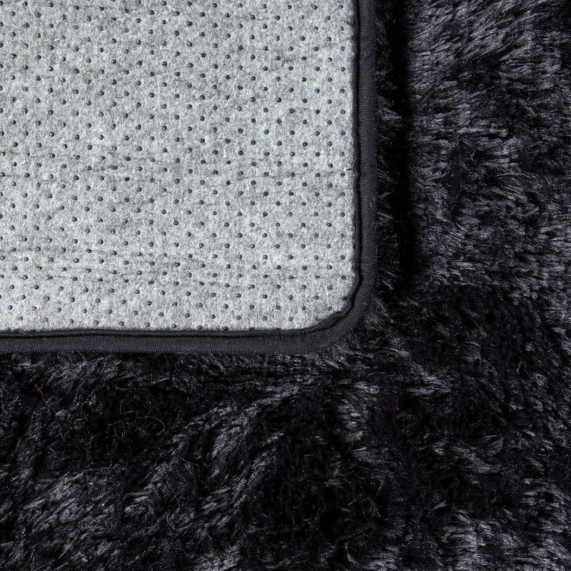 Solid Shag Rug Silky Soft & Fluffy In Black