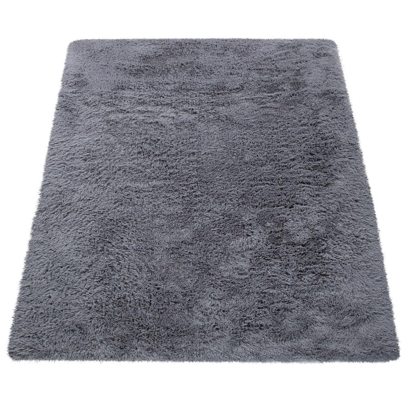 Solid Shag Rug Silky Soft & Fluffy In Grey