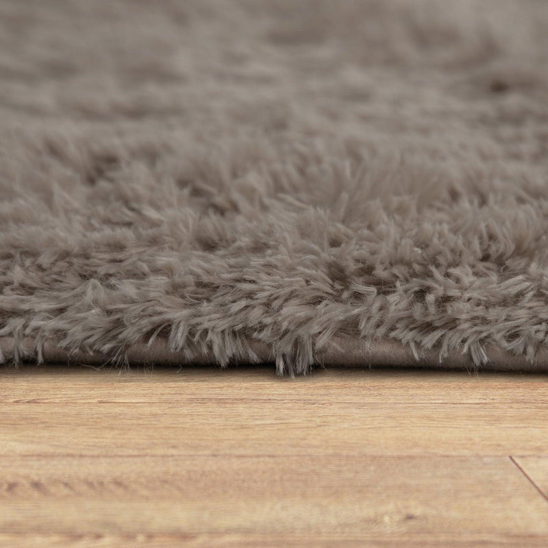 Solid Shag Rug Silky Soft & Fluffy In Light-Brown
