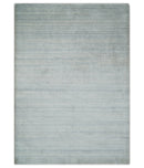 Solid Silver and White Scandinavian 5x7 Blended Wool Flatwoven Area Rug | HL22
