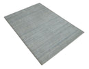 Solid Silver and White Scandinavian 5x7 Blended Wool Flatwoven Area Rug | HL22