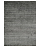 Solid Silver and Charcoal Shaded Scandinavian 5x7 Blended Wool Flatwoven Area Rug | HL23