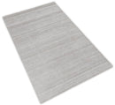Modern Solid Silver Hand Woven Wool and Viscose Rug