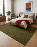 Hand Loomed Wool Area Rug - Solid Center with Decorative Border by The Rug Decor