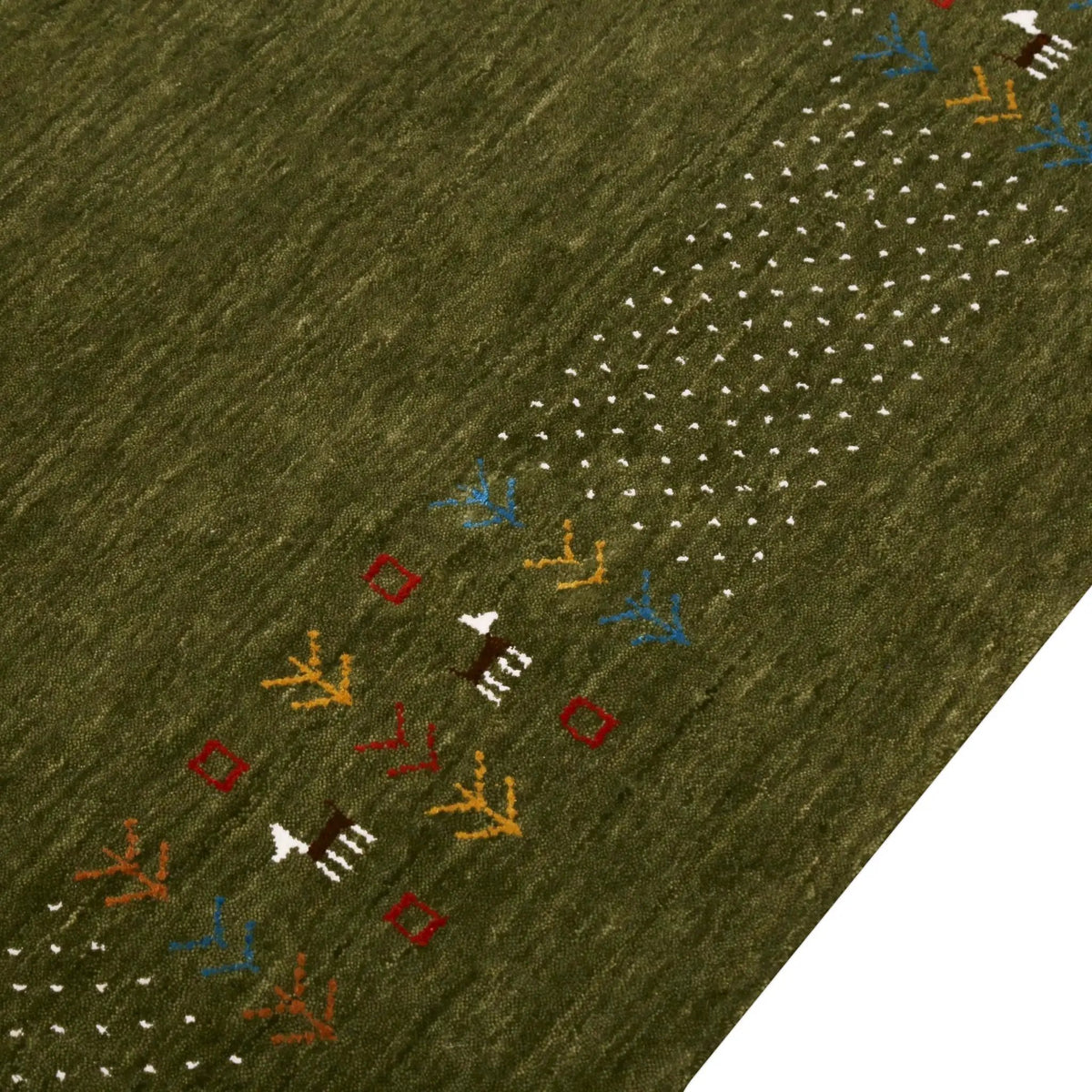 Hand Loomed Wool Area Rug - Solid Center with Decorative Border, photo 11 of 12
