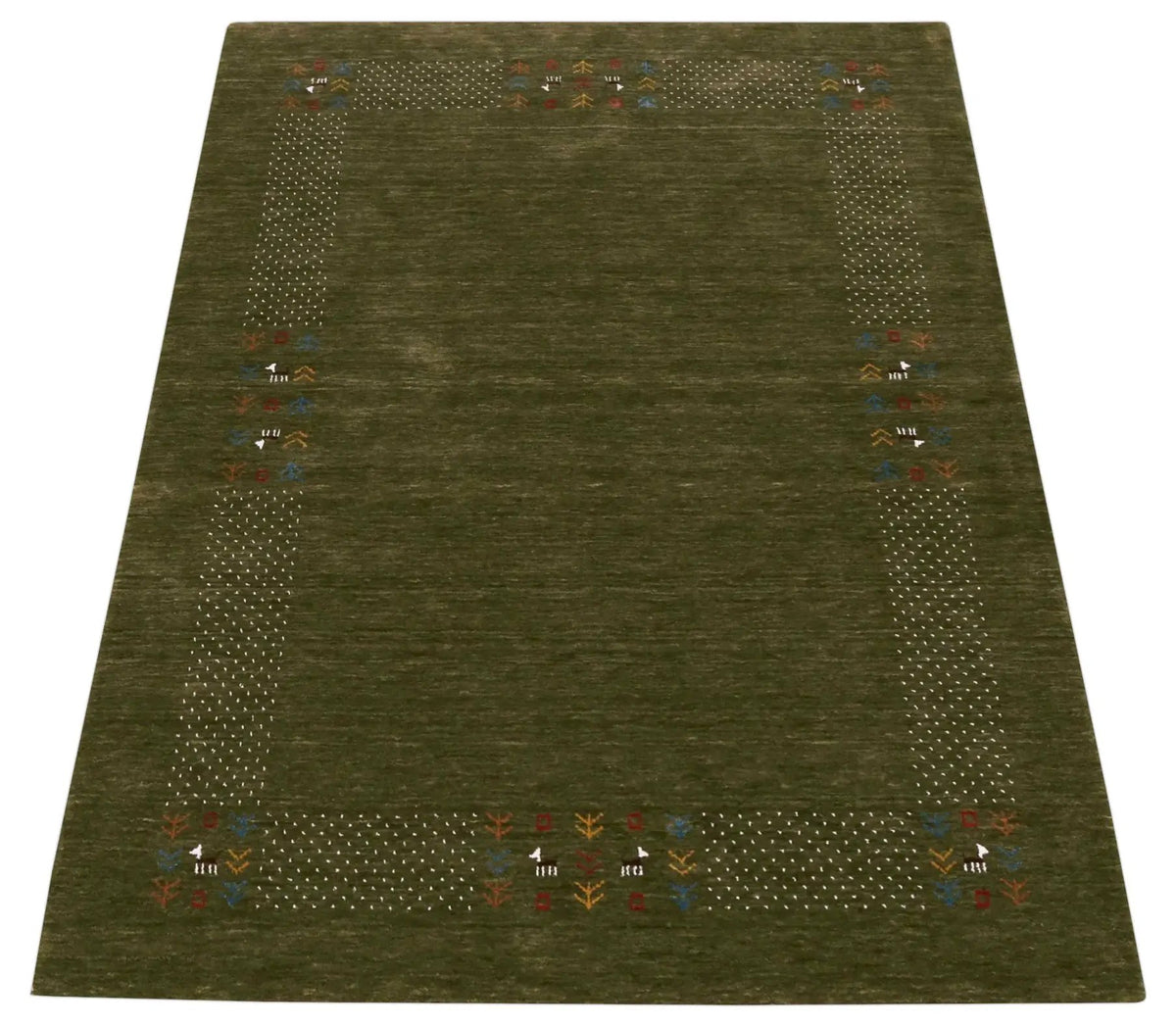 Hand Loomed Wool Area Rug - Solid Center with Decorative Border, photo 3 of 12