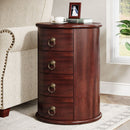 Wood End Table, Round Side Table With 4 Drawers(No Assembly Required)