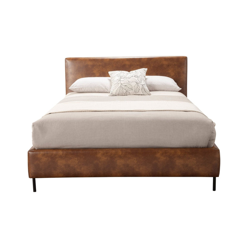 Sophia Faux Leather Platform Bed, Brown