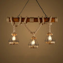 GobekUsa Sophie's Rustic 3-Light Island Pendant with Beige Hemp Rope Shade for Restaurant Suspension Light