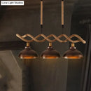 GobekUsa Sophie's Rustic 3-Light Island Pendant with Beige Hemp Rope Shade for Restaurant Suspension Light