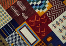Multicolor Loop Cut Wool Area Rug 5x7 - Modern Geometric Design