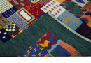 Soumak loop and cut 5x7 Multicolor Shapes Modern Artistic Wool Hand Woven Rug | KNT41