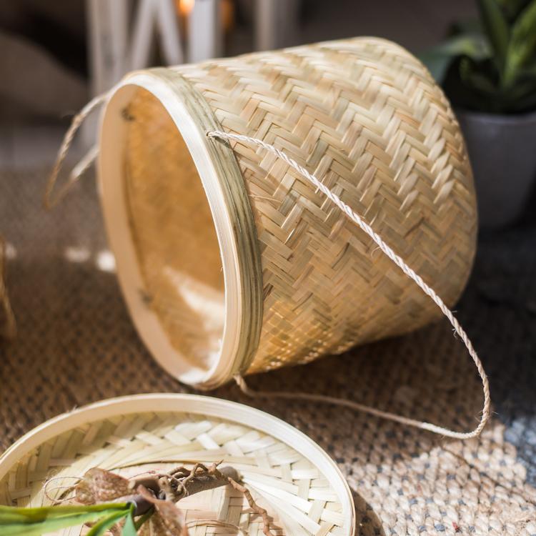 Southeast Asia Round Bamboo Tea Box Jar