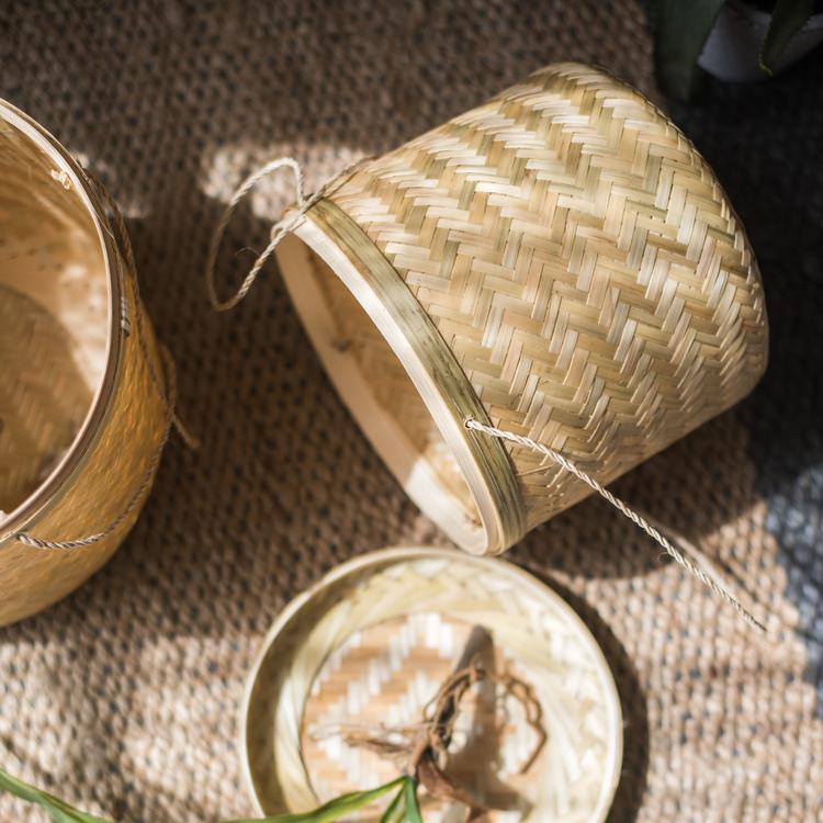 Southeast Asia Round Bamboo Tea Box Jar