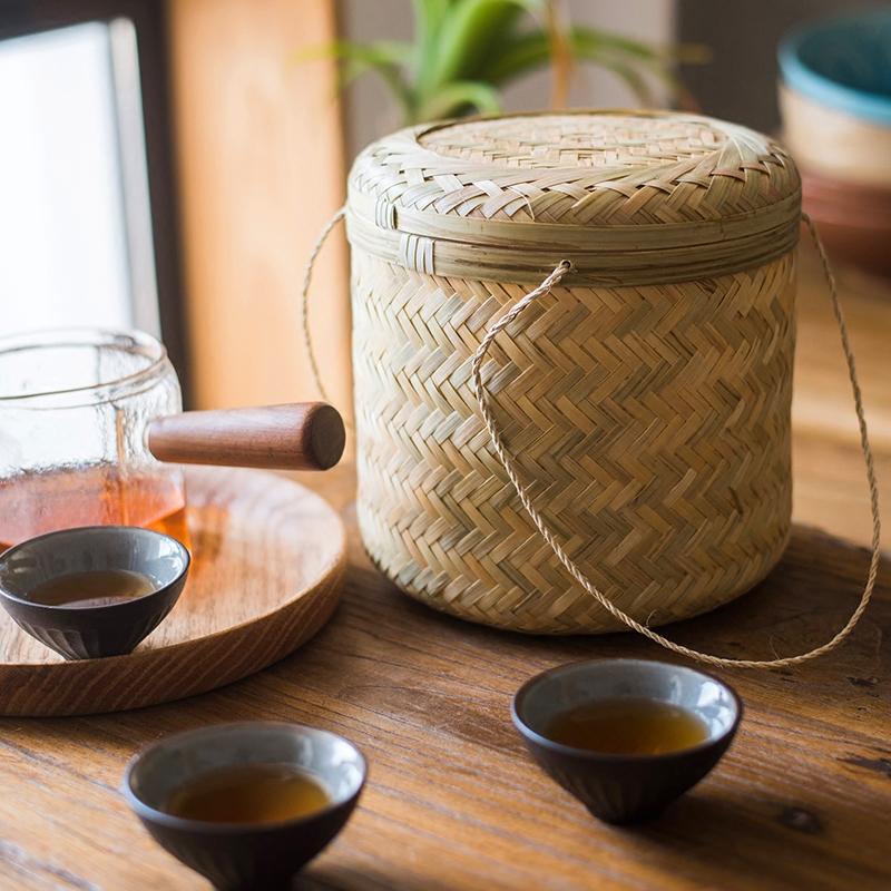 Southeast Asia Round Bamboo Tea Box Jar