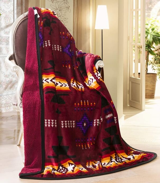 Southwest Aztec Sherpa Throw Blanket