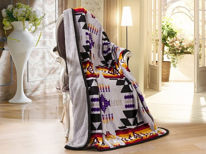 Southwest Aztec Sherpa Throw Blanket