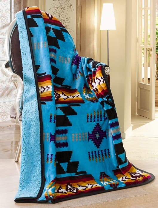 Southwest Aztec Sherpa Throw Blanket