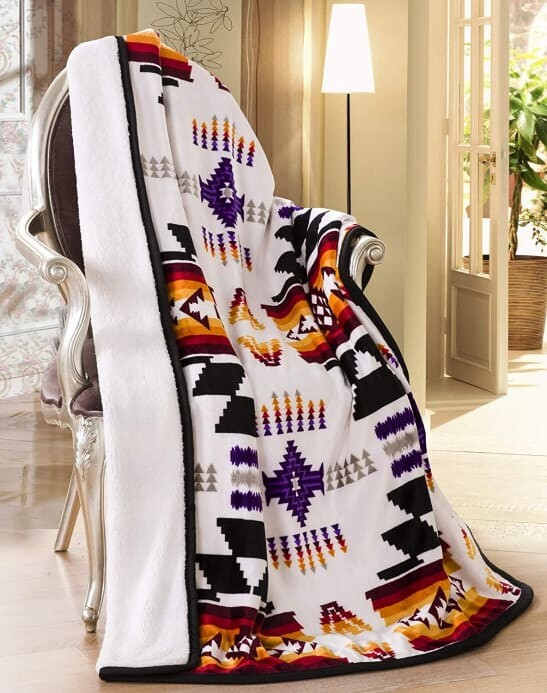 Southwest Aztec Sherpa Throw Blanket