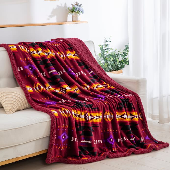 Southwest Sherpa Line Throw Blanket