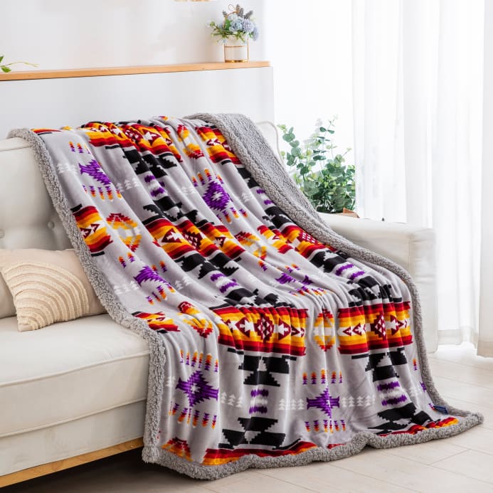 Southwest Sherpa Line Throw Blanket