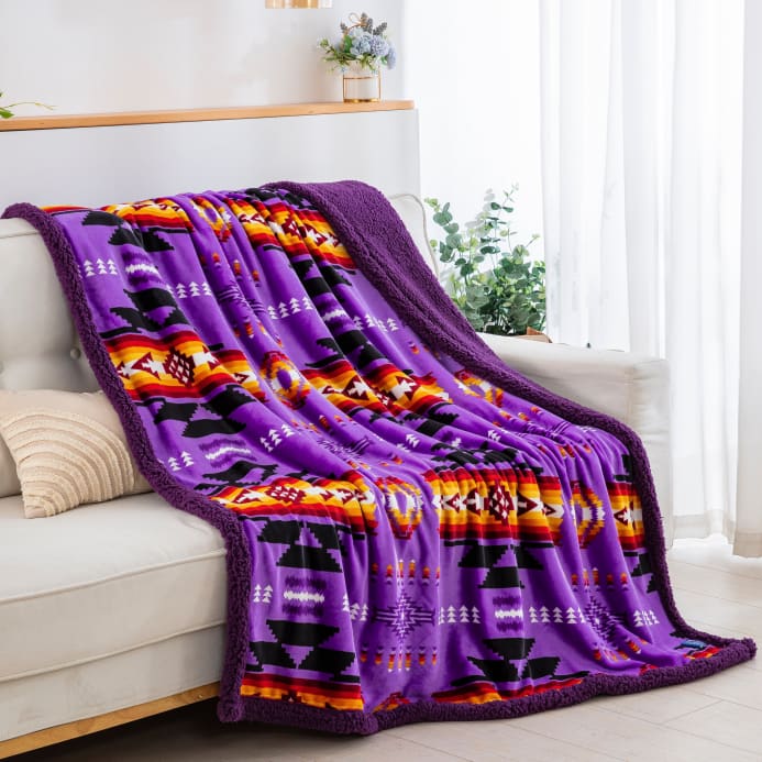 Southwest Sherpa Line Throw Blanket