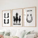 Western Cowgirl Wall Art Set of 3. Rustic Ranch Decor by Wall Art Set
