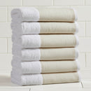Cotton Linen-Like Border 6-Piece Towel Set - Priya Collection by Great Bay Home